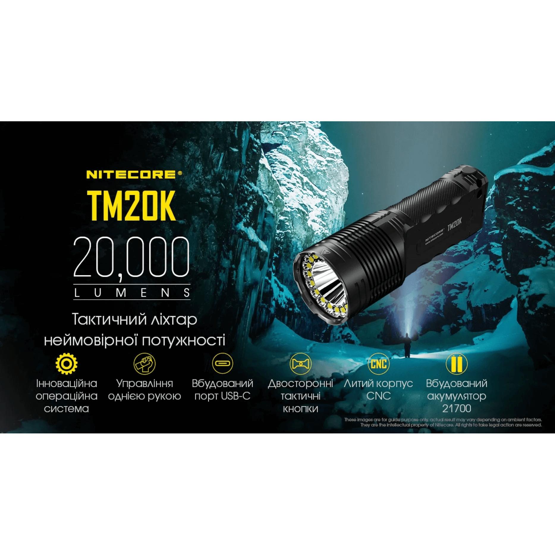 Тактичний пошуковий ліхтар Nitecore TM20K (CREE XP-L HD, 20000 люмен) - фото 21
