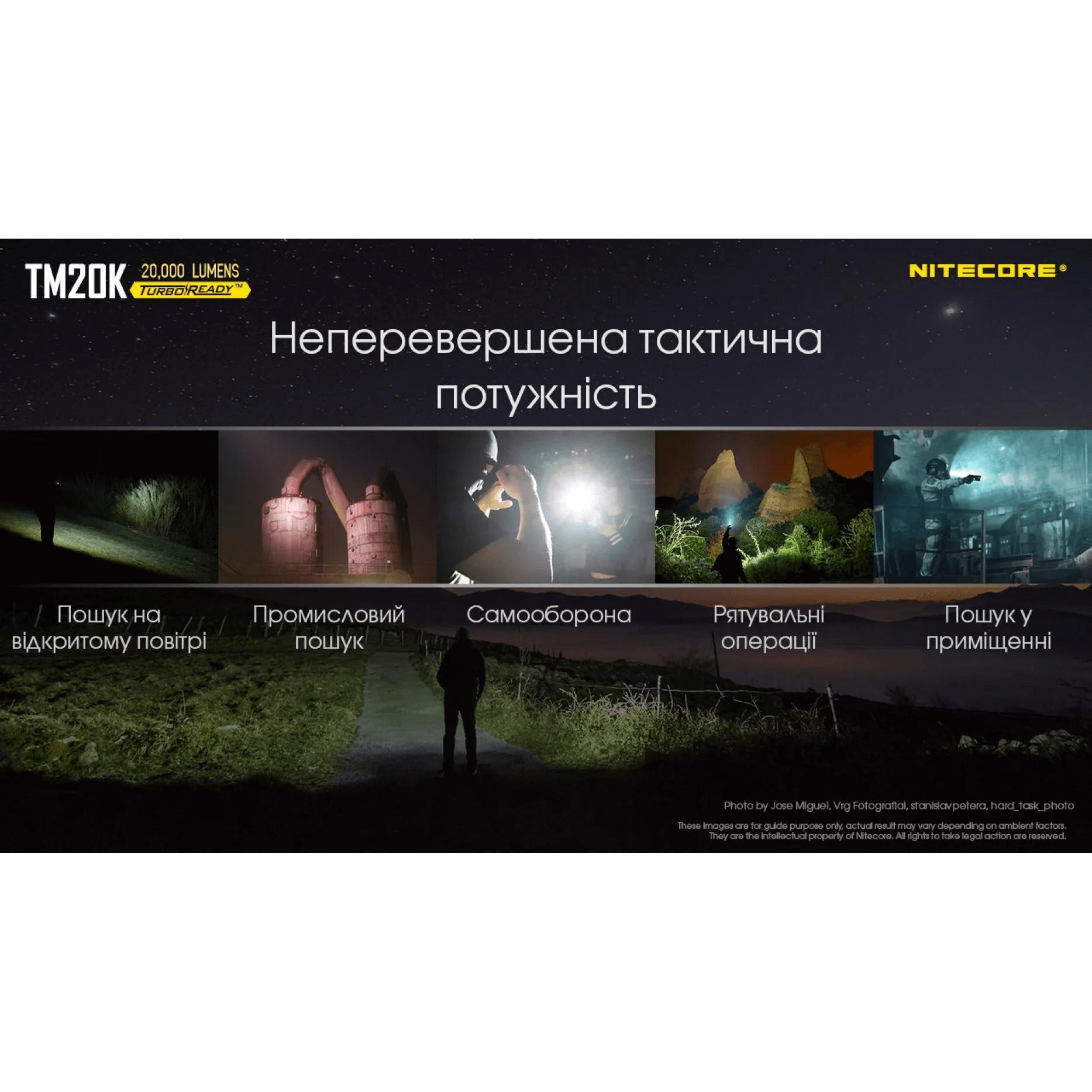 Тактичний пошуковий ліхтар Nitecore TM20K (CREE XP-L HD, 20000 люмен) - фото 26
