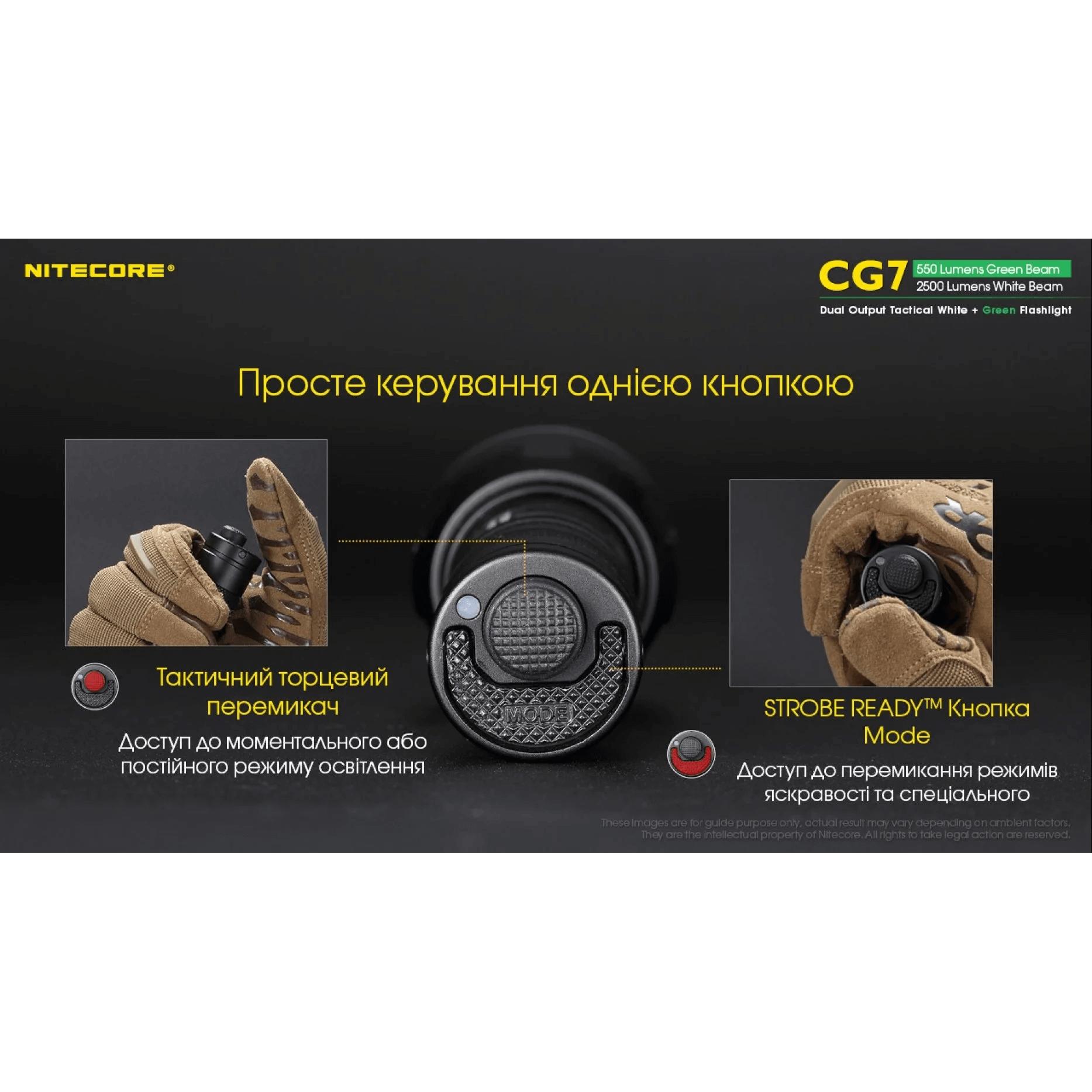 Ліхтар тактичний Nitecore CG7 (4xCree XP-G3, 2500 люмен, без акумулятора) - фото 8