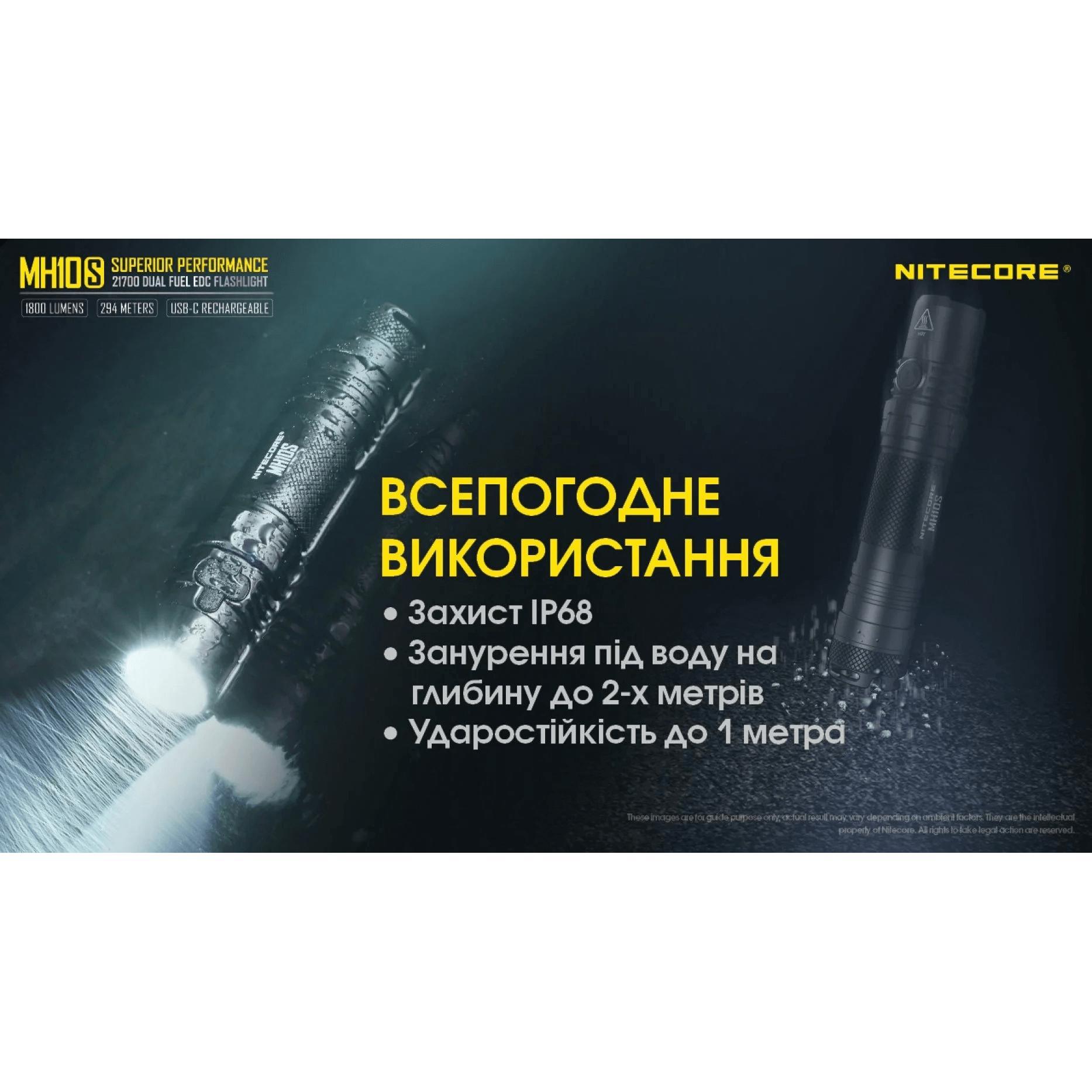 Ліхтар кишеньковий Nitecore MH10S (Luminus SST-40-W, 1800 люмен, з акумулятором) - фото 12