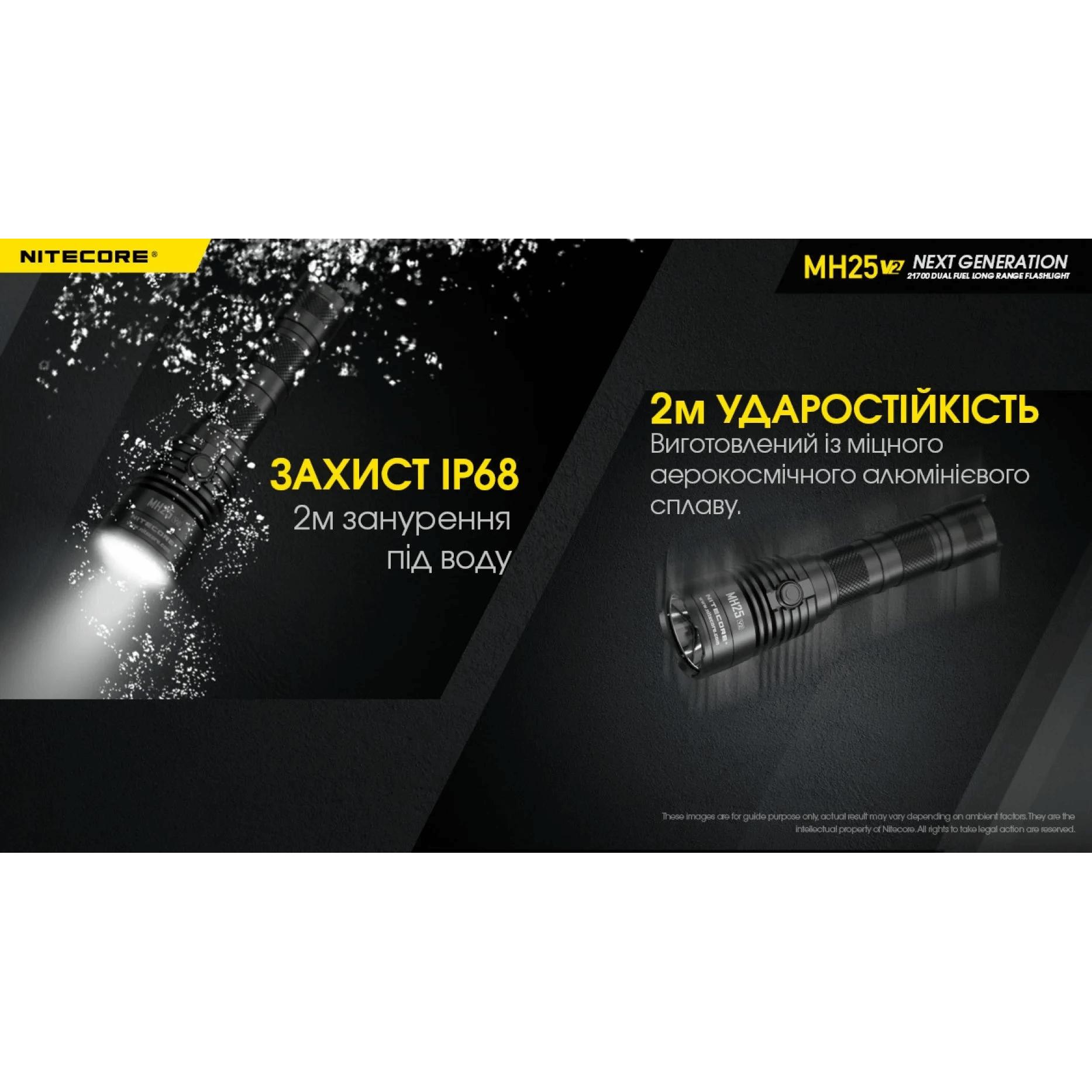 Ліхтар тактичний Nitecore MH25 V2 (1300 люмен, з акумулятором) - фото 9