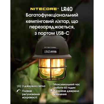 Фото Ліхтар кемпінговий Nitecore LR40 білий (100 люмен, Power Bank, USB Type-C)