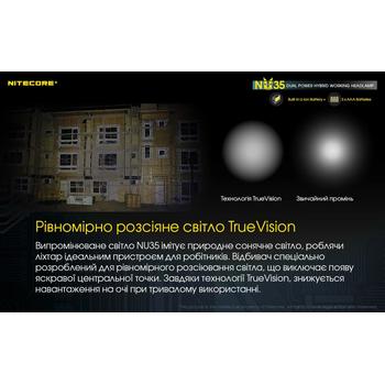 Фото Ліхтар налобний Nitecore NU35 (460 люмен, червоне світло)